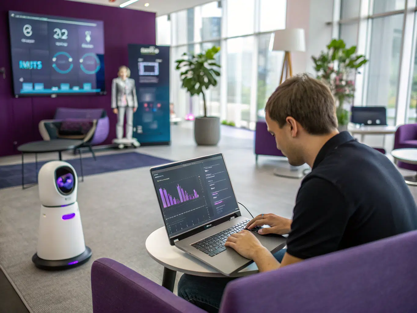 User analyzing SERP data and competitor insights on laptop in office.
