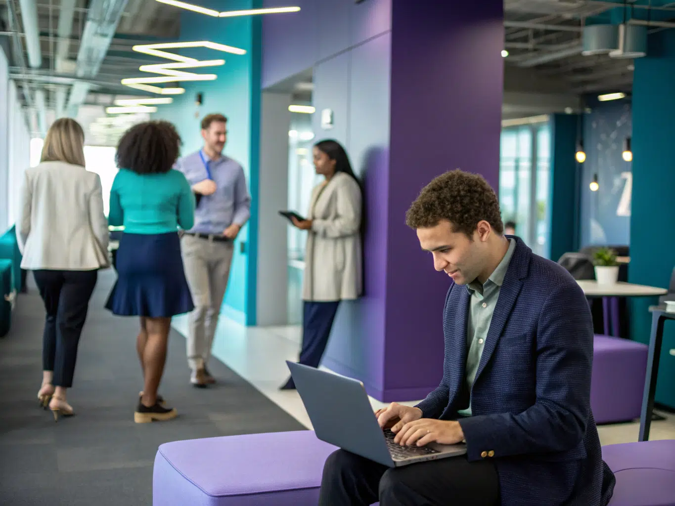 Professional engaging with clients on laptop representing improved customer loyalty efforts.