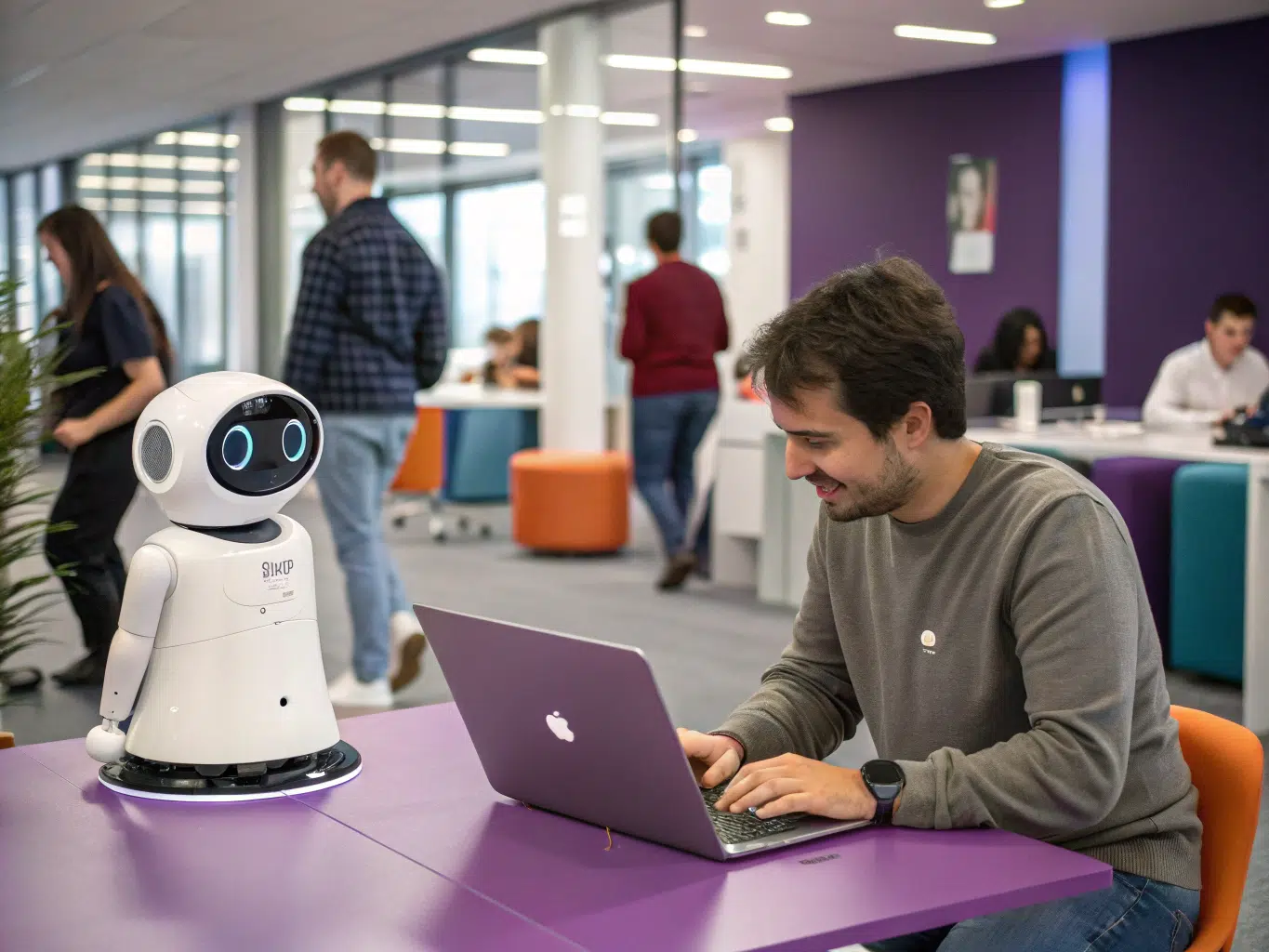 Researcher reviewing AI testing methodology and evaluation criteria using laptop.