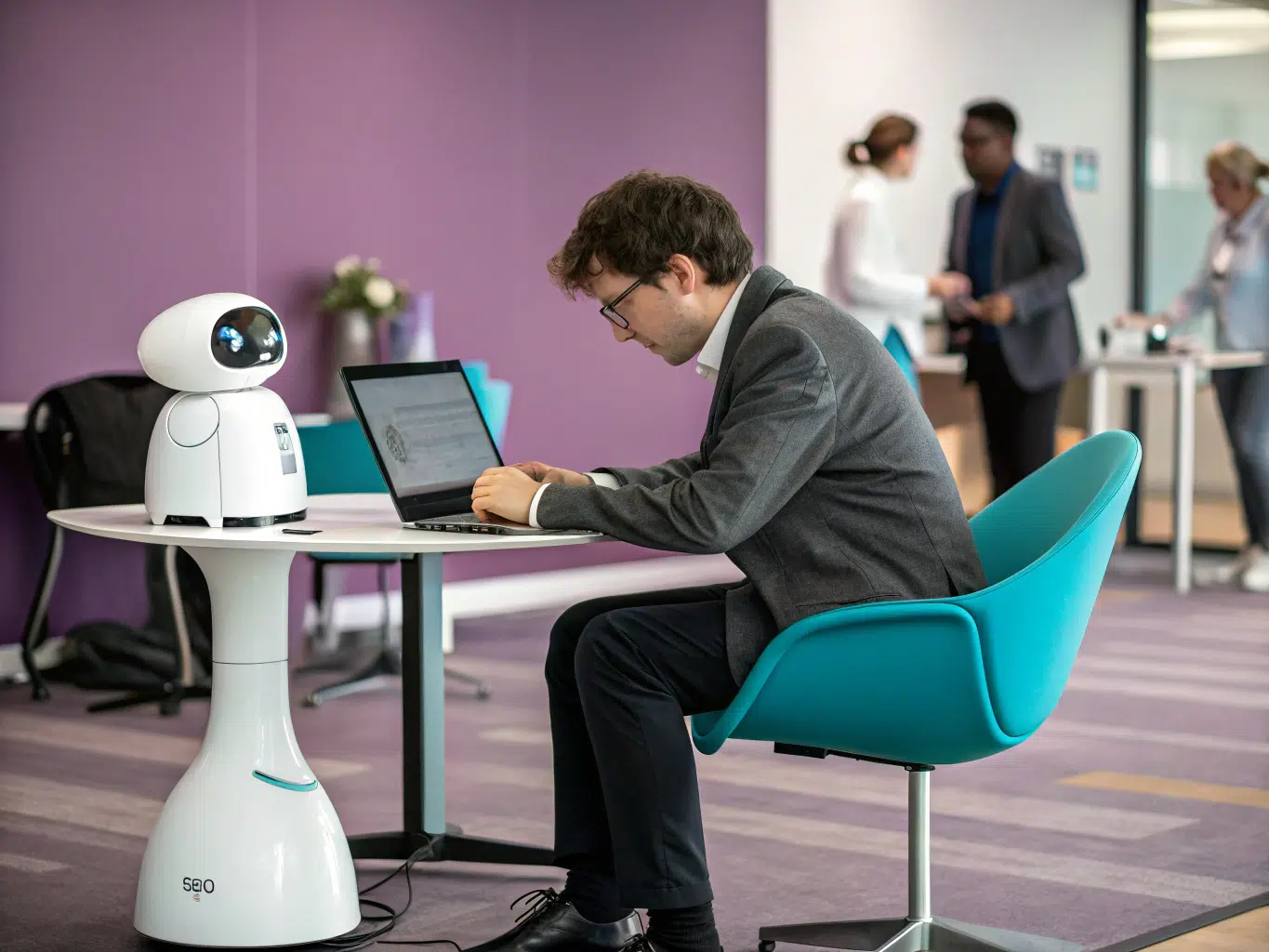 Man reviewing project timeline with AI assistant to track implementation milestones.