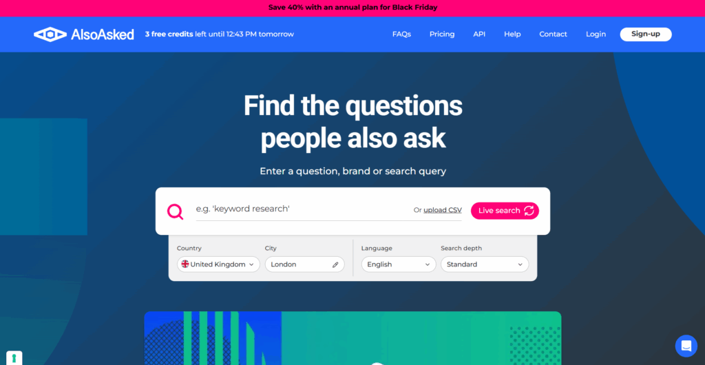 AlsoAsked.com homepage