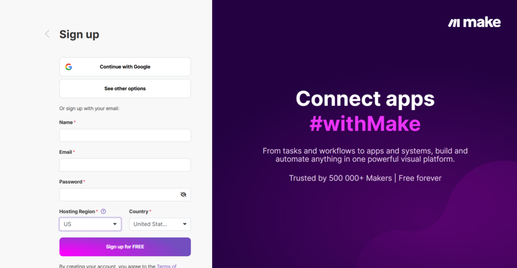 Make (formerly Integromat) Homepage