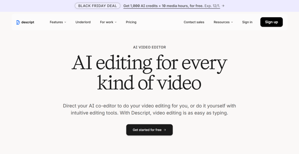 Descript Homepage